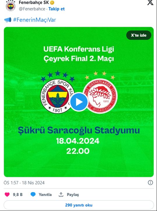 Avrupa'ya 'ya tamam ya devam' maçı! Fenerbahçe- Olympiakos canlı anlatım | Blog - 2. Resim