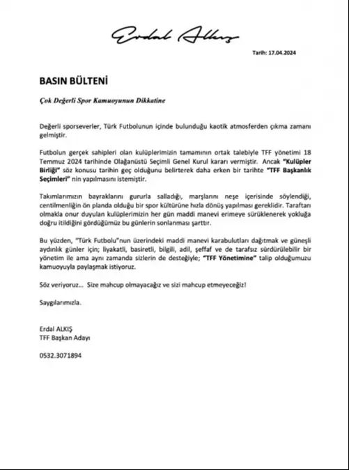 İş insanı Erdal Alkış, TFF başkanlığı için adaylığını açıkladı. - 1. Resim