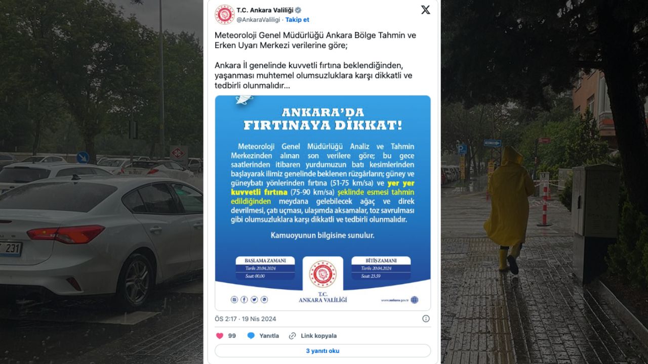 Ankara şiddetli fırtına bekleniyor! Valilik önlem alınması için uyarı yaptı - 1. Resim