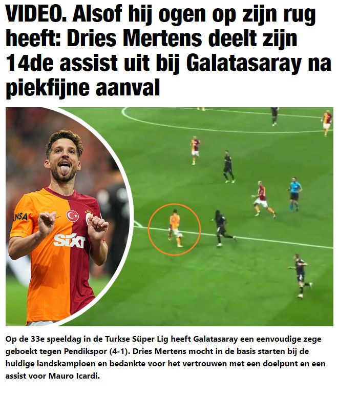 Galatasaray'ın 36'lık delikanlısı Dries Mertens Belçika'da manşetlerde!  Galatasaray'ın 36'lık delikanlısı Dries Mertens Belçika'da manşetlerde!