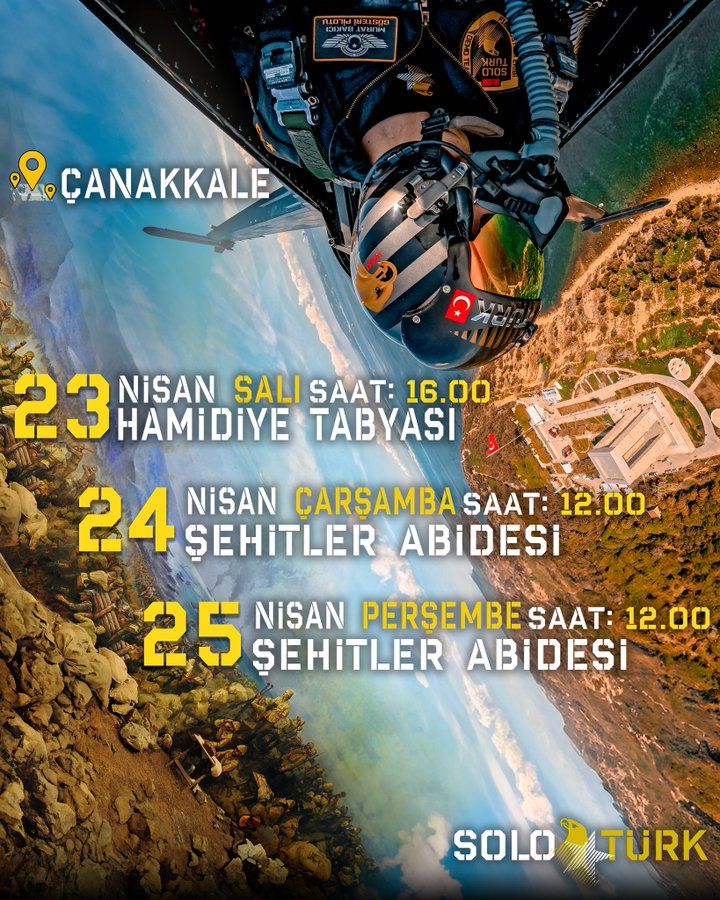 SOLOTÜRK  gösterileri 23 Nisan'da Hamidiye Tabyası'nda 24 -25 Nisan'da Şehitler Abidesi'nde olacak SOLOTÜRK  gösterileri 23 Nisan'da Hamidiye Tabyası'nda 24 -25 Nisan'da Şehitler Abidesi'nde olacak - 2. Resim