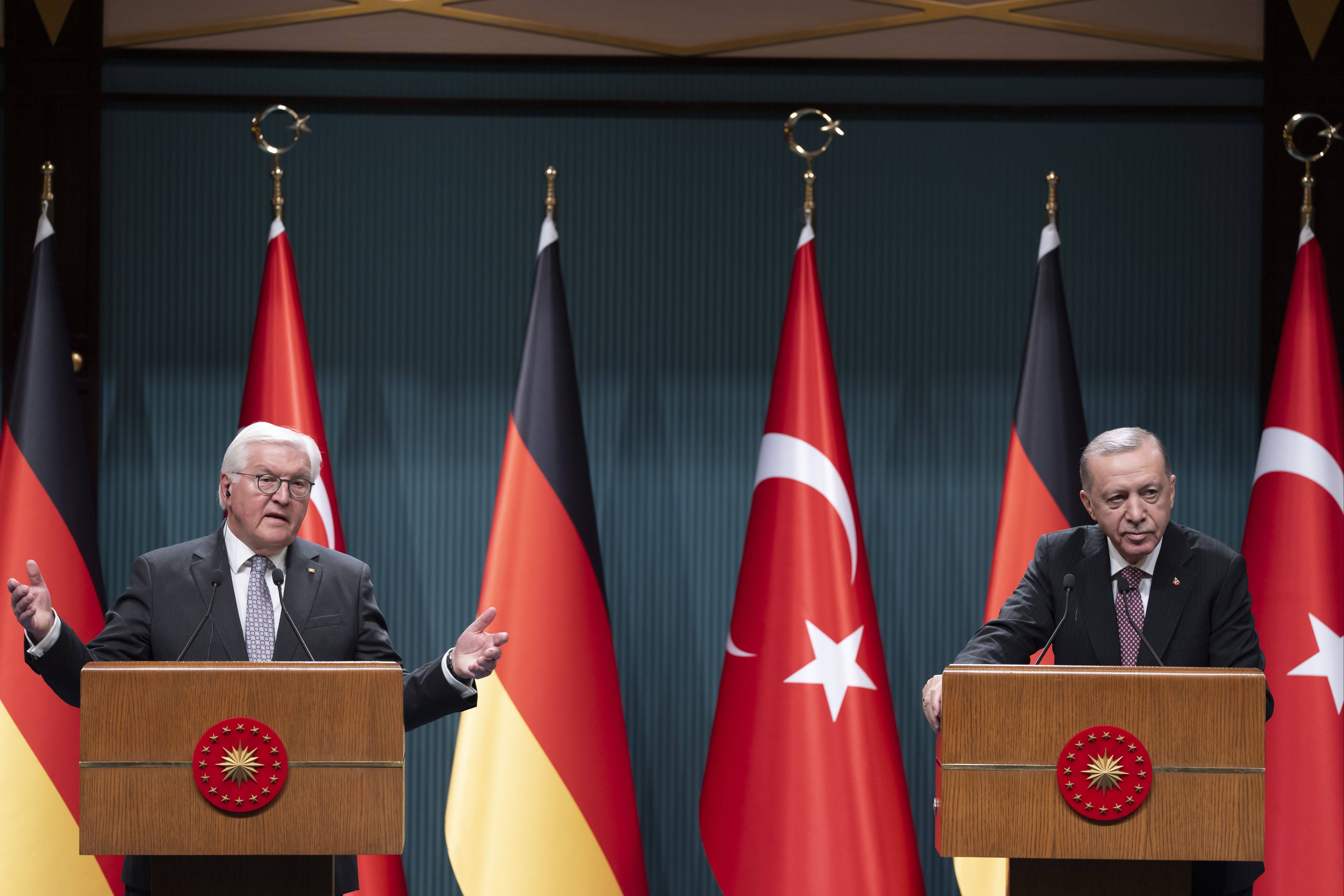 Erdoğan ve Steinmeier'den ortak açıklama: 'Ticarette hedef 60 milyar dolar, savunmada engeller aşılmalı' - 7. Resim