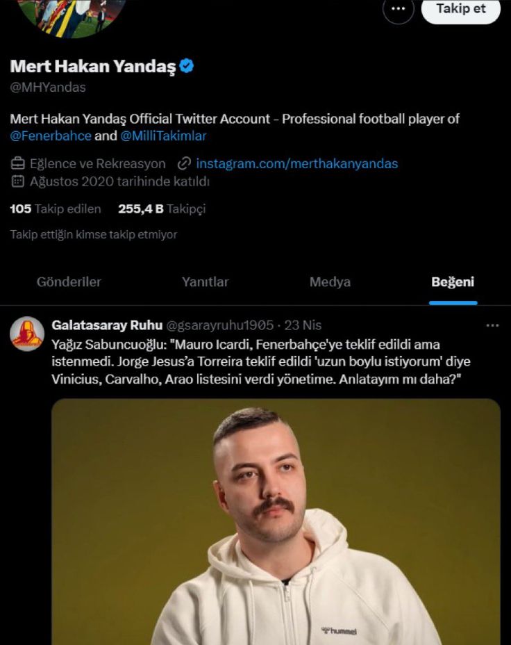 Mert Hakan Yandaş'ın beğendiği Galatasaray paylaşımı ortalığı karıştırdı! Galatasaraylı taraftarlar hemen yakaladı Mert Hakan Yandaş'ın beğendiği Galatasaray paylaşımı ortalığı karıştırdı! Galatasaraylı taraftarlar hemen yakaladı - 1. Resim