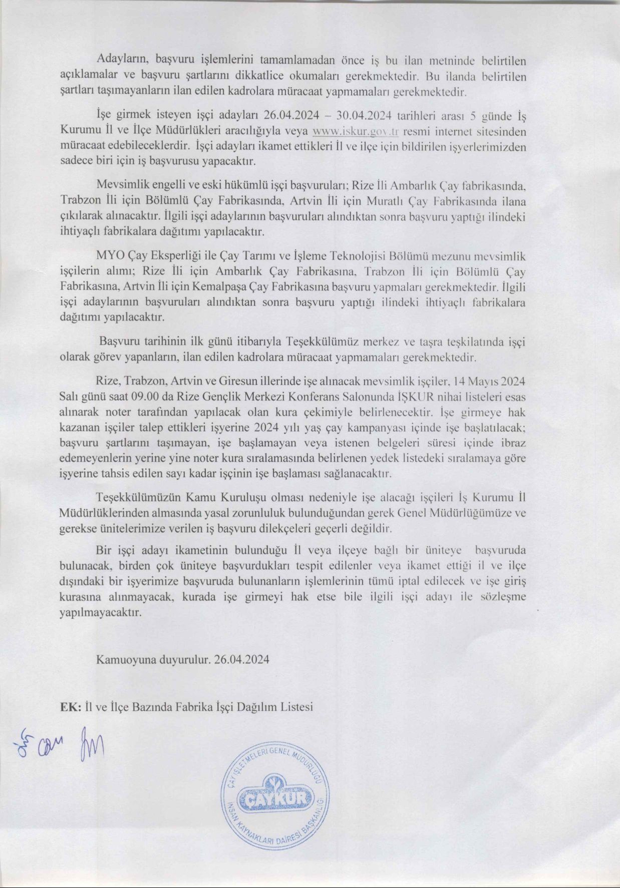 Çaykur 1072 işçi alımı başvuruları 26 - 30 Nisan arasında yapılacak - 3. Resim