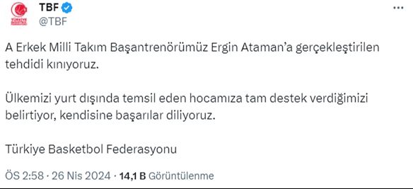 Ergin Ataman maç bitiminde aldığı İsrail tehdidini açıkladı! 