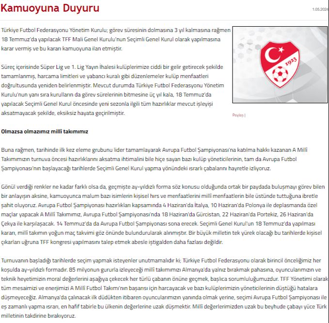 Büyükekşi yönetimi geri adım atmıyor! TFF'den flaş açıklama: 18 Temmuz'a kadar görevimizin başındayız TFF'den flaş açıklama: 18 Temmuz'a kadar görevimizin başındayız - 1. Resim