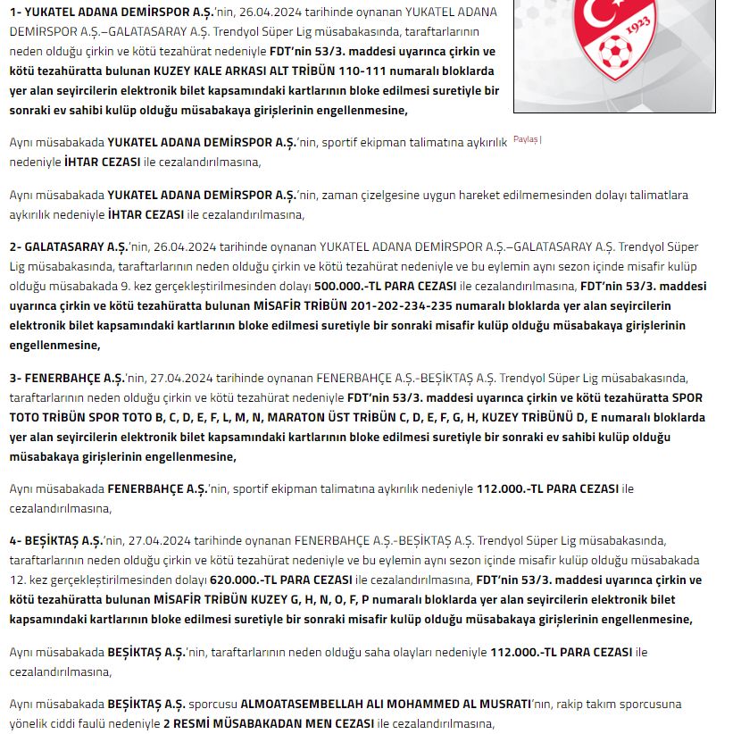 TFF açıkladı! PFDK'dan Fenerbahçe derbisindeki hareketi nedeniyle Al Musrati'ye 2 maç TFF açıkladı! PFDK'dan Fenerbahçe derbisindeki hareketi nedeniyle Al Musrati'ye 2 maç - 1. Resim