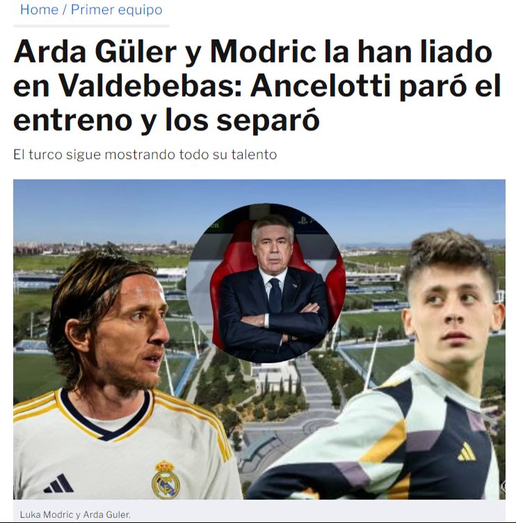 Real Madrid'de ortalığı karıştıran ikili Arda Güler ve Luka Modric! Ancelotti idmanı durdurdu onları ayırdı - 1. Resim