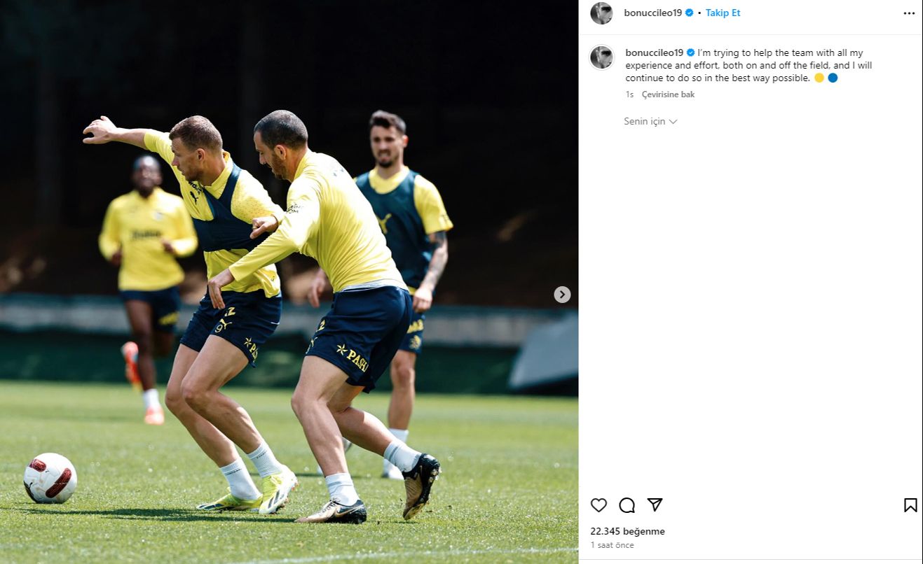 Fenerbahçe'nin Konyaspor maçı kadrosuna alınmayan Bonucci'den flaş hamle! - 1. Resim