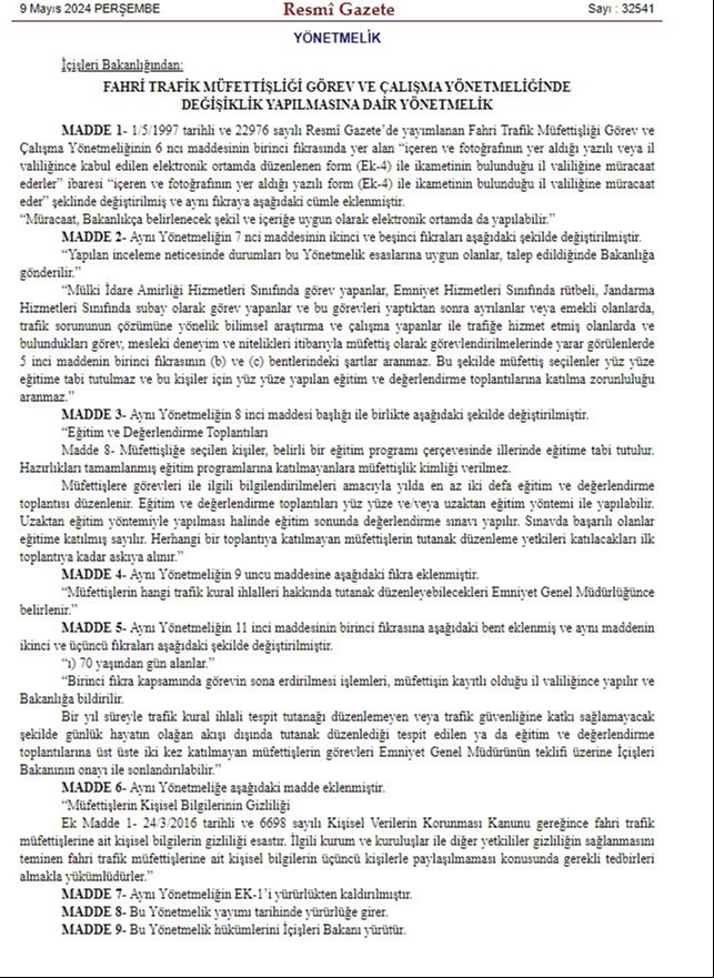 70 yaşından gün alanlar Fahri Trafik Müfettişi olamayacak - 2. Resim