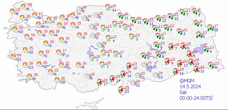 Meteoroloji günün tahminlerini paylaştı! Birçok kentte sağanak bekleniyor Meteoroloji günün tahminlerini paylaştı! Birçok kentte sağanak bekleniyor - 1. Resim