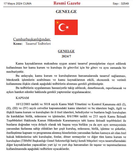 Kamuda tasarruf tedbirleri Resmi Gazete'de - 1. Resim