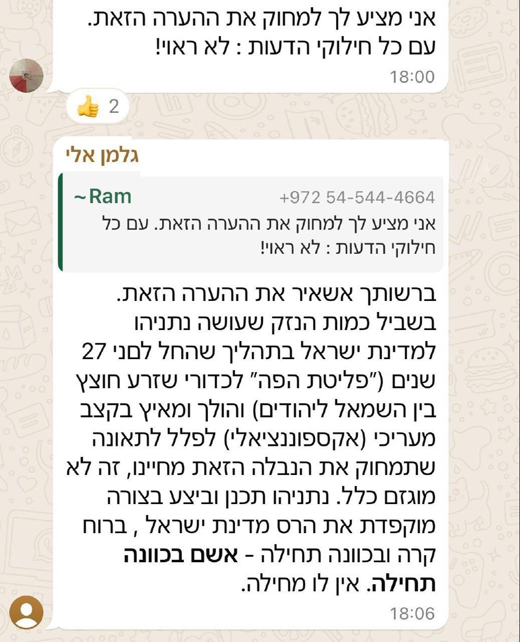 İsrailli akademisyenin Whatsapp konuşmaları sızdı! Netanyahu'nun helikopterde olmaması çok yazık! - 1. Resim