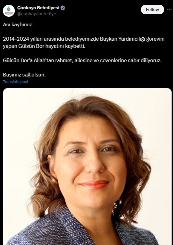 İntihar ettiği iddia edilen Gülsün Bor, Çankaya Belediye Başkan Yardımcılığı görevini yaptı İntihar ettiği iddia edilen Gülsün Bor, Çankaya Belediye Başkan Yardımcılığı görevini yaptı - 1. Resim