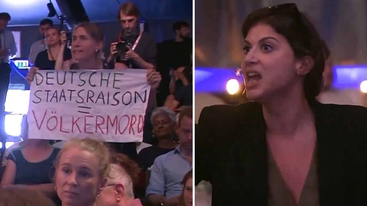 Alman bakana ülkesinde 'Filistin' protestosu! Sözünü kestiler, yuhaladılar - 1. Resim