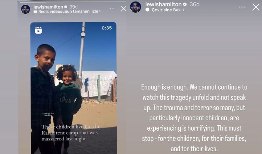 Formula 1 pilotu Lewis Hamilton'dan 'Gazze' paylaşımı: Yeter artık! - 1. Resim