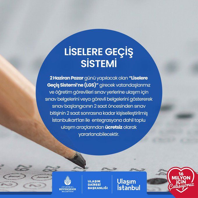 Kişiselleştirilmiş İstanbulkartlı ve LGS sınavına girecek olanlara toplu taşıma ücretsiz olacak - 1. Resim