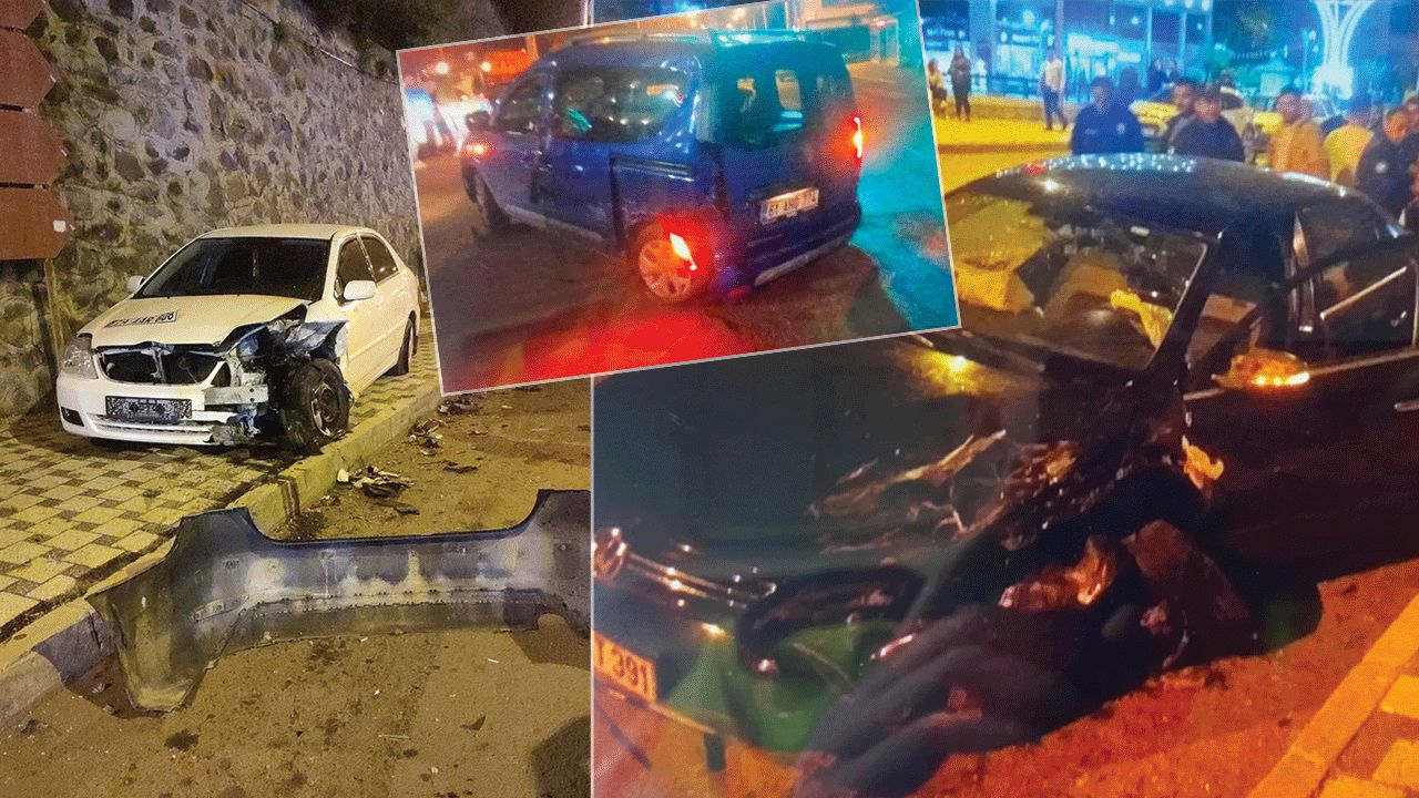 Gümüşhane’de zincirleme trafik kazası! 4 araç birbirine girdi