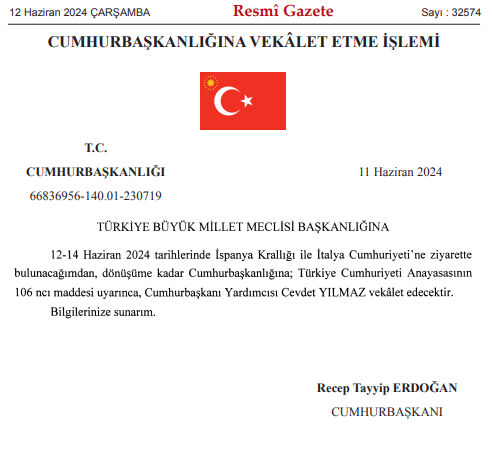 Erdoğan İspanya'ya gidiyor! Vekalet edecek isim Resmi Gazete'de yayımlandı Erdoğan İspanya'ya gidiyor! Vekalet edecek isim Resmi Gazete'de yayımlandı - 1. Resim