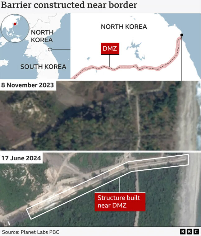 Kuzey Kore'nin Güney Kore sınırında yaptığı çalışma uydudan görüntülendi! Kim Jong-un savaşa mı hazırlanıyor? Kuzey Kore'nin Güney Kore sınırında yaptığı çalışma uydudan görüntülendi! Kim Jong-un savaşa mı hazırlanıyor? - 2. Resim