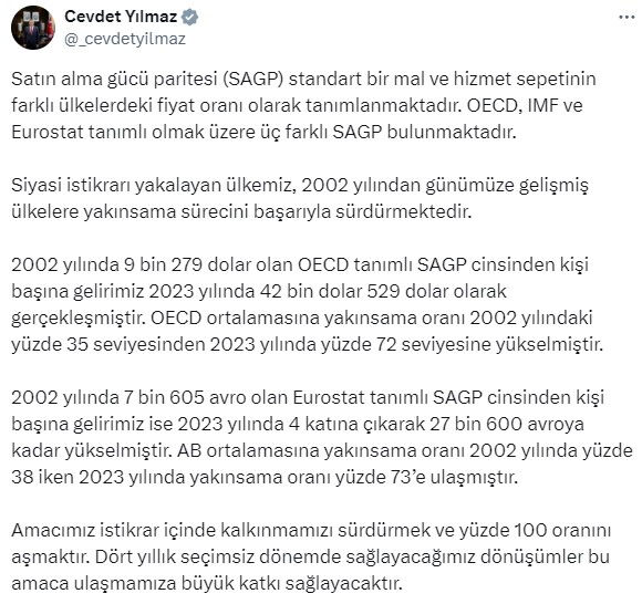Cumhurbaşkanı Yardımcısı Yılmaz'dan satın alma gücü mesajı! 2023'te 42 bin 529 dolara çıktı Cumhurbaşkanı Yardımcısı Yılmaz'dan satın alma gücü mesajı! 2023'te 42 bin 529 dolara çıktı - 2. Resim