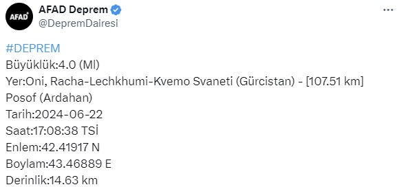 Gürcistan'da korkutan deprem! AFAD son dakika olarak duyurdu - 1. Resim