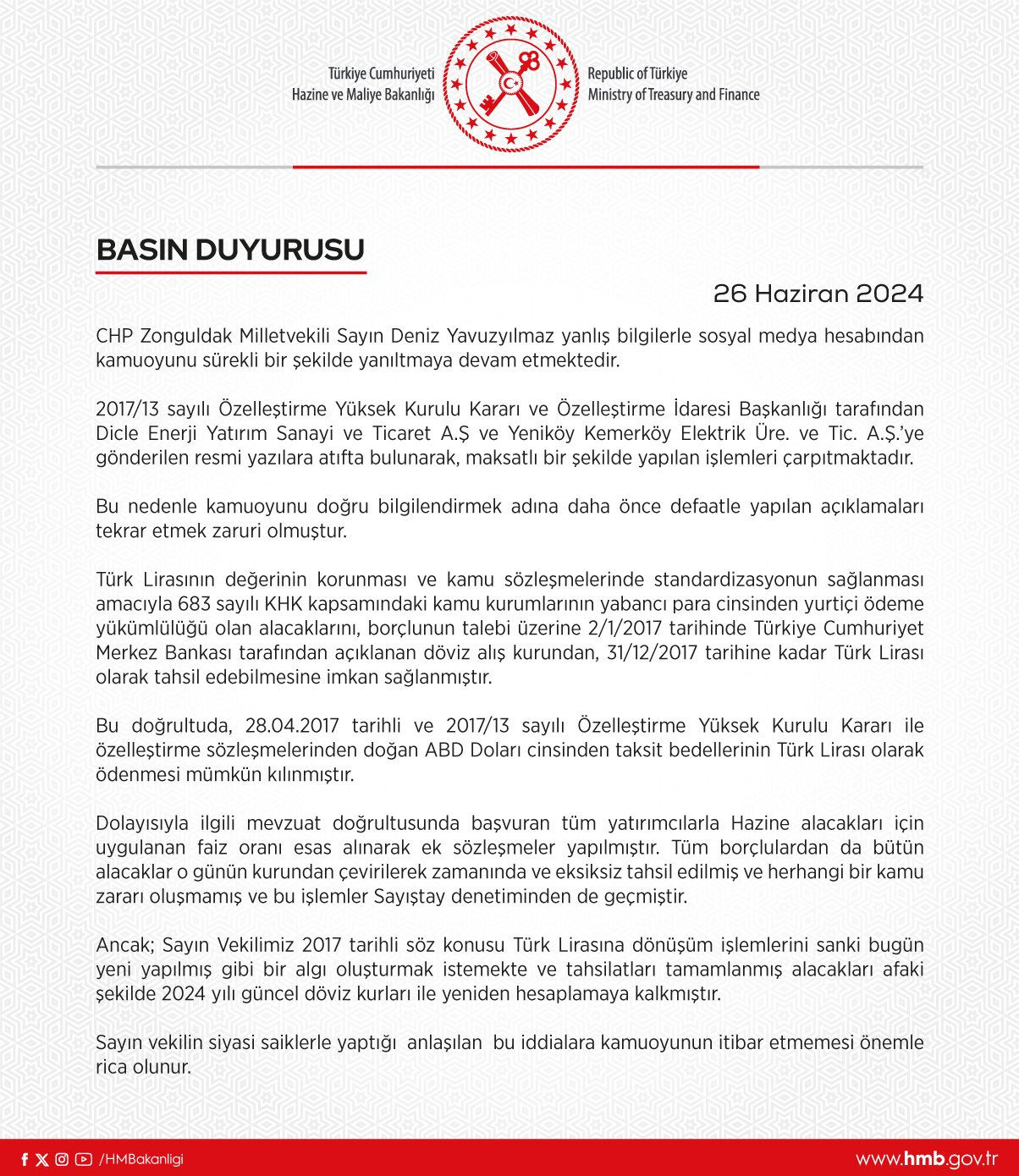 Deniz Yavuzyılmaz'ın borçların dolardan TL'ye dönüştürülmesiyle ilgili paylaşımını bakanlıktan cevap geldi - 2. Resim