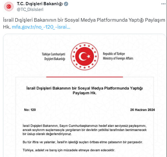 Türkiye'den Cumhurbaşkanı Erdoğan hakkında küstah açıklamalarda bulunan İsrailli Bakan Katz'a sert tepki Türkiye'den Cumhurbaşkanı Erdoğan hakkında küstah açıklamalarda bulunan İsrailli Bakan Katz'a sert tepki - 2. Resim