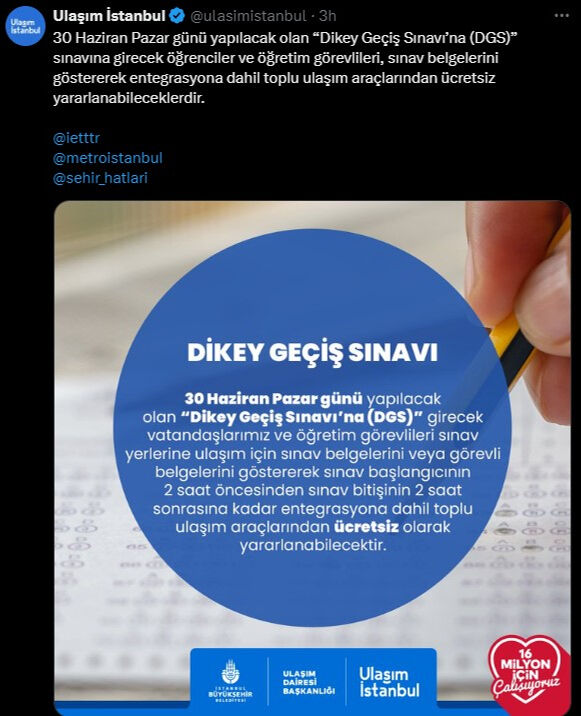 30 Haziran'da DGS sınavına gireceklere ulaşım araçları ücretsiz olarak - 1. Resim