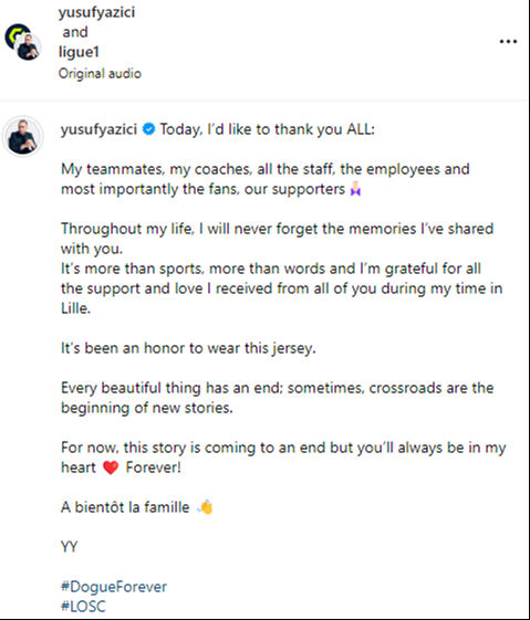 Beşiktaş ile adı anılan Yusuf Yazıcı Lille'e veda etti Beşiktaş ile adı anılan Yusuf Yazıcı Lille'e veda etti - 1. Resim