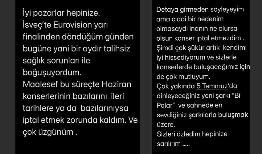 Konserlerini tek tek iptal etti! ‘Sağlık sorunlarıyla boğuşuyordum’ diyen Sertab Erener sevenlerini endişelendirdi Konserlerini tek tek iptal etti! ‘Sağlık sorunlarıyla boğuşuyordum’ diyen Sertab Erener sevenlerini endişelendirdi - 2. Resim