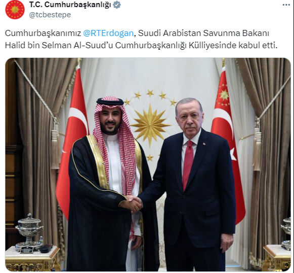 Cumhurbaşkanı Erdoğan Suudi Arabistan Savunma Bakanı Halid bin Selman Al-Suud'u kabul etti - 1. Resim