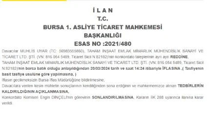 33 yıllık inşaat devi Taham iflas bayrağını çekti! - 1. Resim