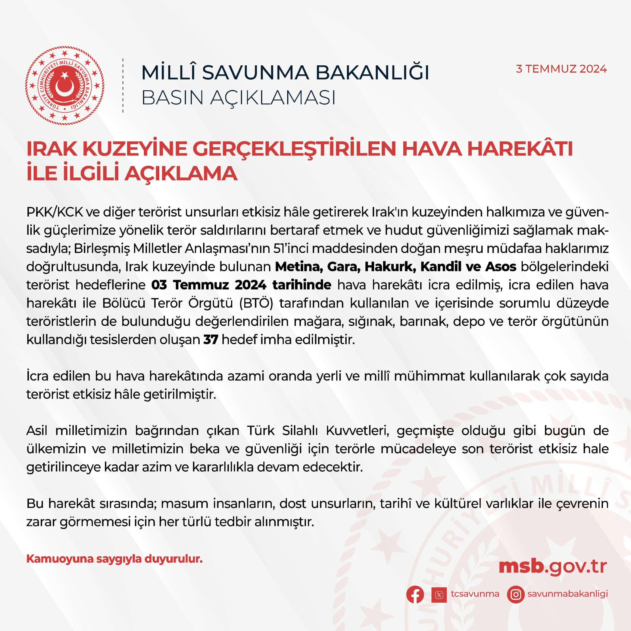 Irak'ın kuzeyine hava harekatı! 37 hedef yerle bir edildi - 1. Resim