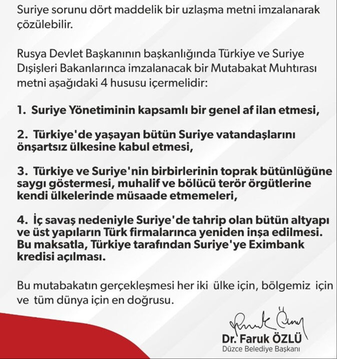 Erdoğan "Yeniden görüşebiliriz" demişti! Suriye konusunda 4 maddelik çözüm önerisi - 1. Resim