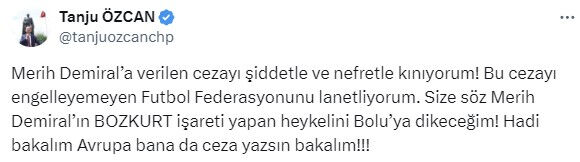 UEFA'ya tepki gösteren Bolu Belediye Başkanı Tanju Özcan Merih Demiral'ın bozkurt işareti yapan heykelini yapacağını açıkladı - 2. Resim