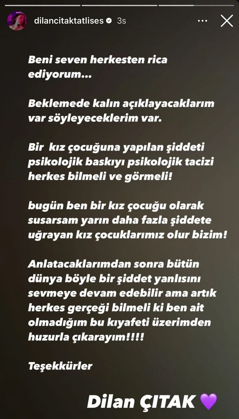 İbrahim Tatlıses’in kızı Dilan Çıtak’ın şiddet itirafı sonrası İdo’dan dikkat çeken paylaşım - 1. Resim