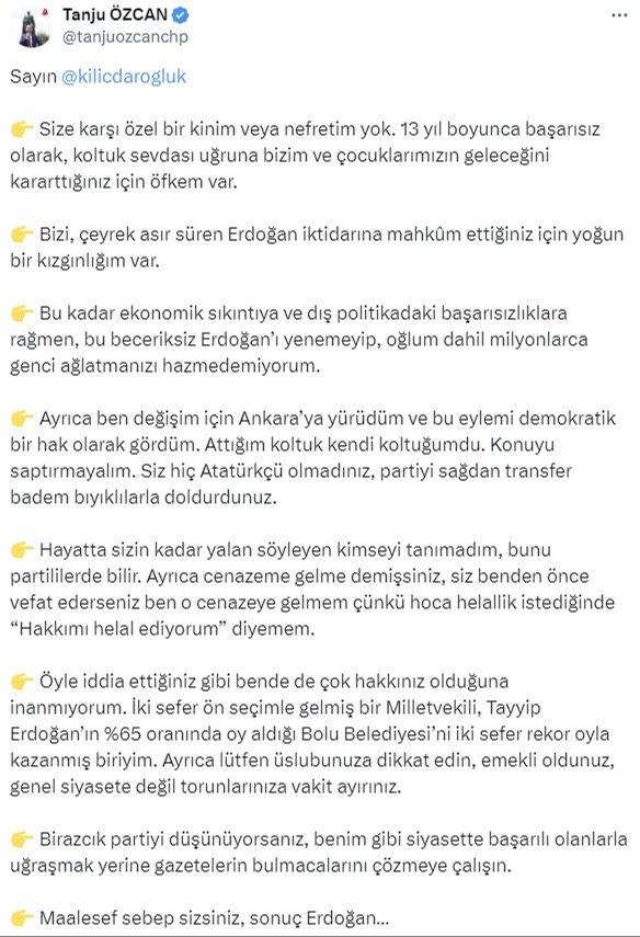 Kemal Kılıçdaroğlu'ndan Tanju Özcan'ın 