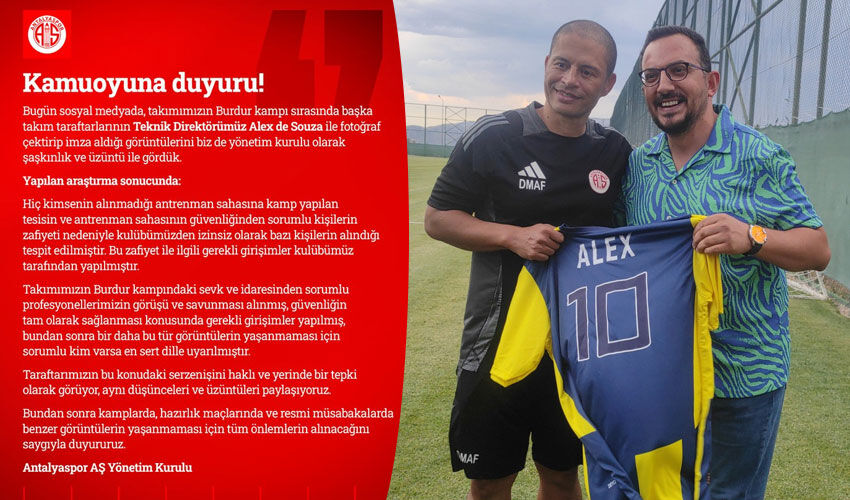 Antalyaspor'dan Alex de Souza tepkisi: Şaşkınlık ve üzüntü ile gördük Antalyaspor'dan Alex de Souza tepkisi: Şaşkınlık ve üzüntü ile gördük - 1. Resim