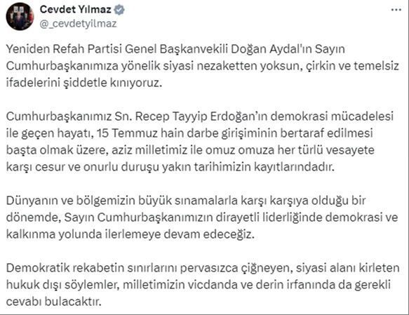 Cumhurbaşkanı Erdoğan'la ilgili skandal ifadeler kullanmıştı! AK Parti'den YRP'li Doğan Aydal'a sert tepki Cumhurbaşkanı Erdoğan'la ilgili skandal ifadeler kullanmıştı! AK Parti'den YRP'li Doğan Aydal'a sert tepki - 1. Resim