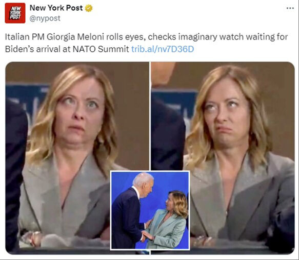 İtalya Başbakanı Giorgia Meloni'nin ABD Başkanı Biden'ı beklerken g&ouml;zlerini devirmedi g&uuml;ndem oldu - 3. Resim
