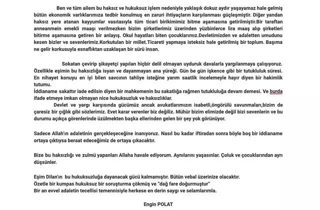 Dilan Polat'ın ardından bir mektup da eşi Engin Polat'tan Dilan Polat'ın ardından bir mektup da eşi Engin Polat'tan - 3. Resim