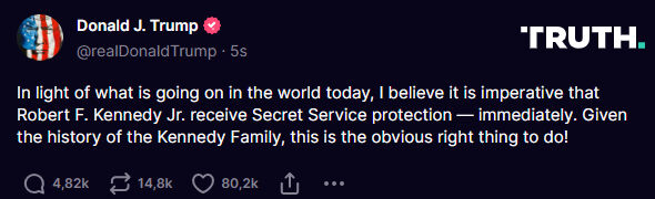 Trump, Robert F. Kennedy Jr'dan destek istedi: Derhal korunmaya alınmalı Trump, Robert F. Kennedy Jr'dan destek istedi: Derhal korumaya alınmalı - 1. Resim