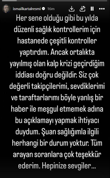 Fenerbahçe'nin eski teknik direktörü İsmail Kartal'ın kalp krizi geçirdiği haberine yalanlama - 2. Resim