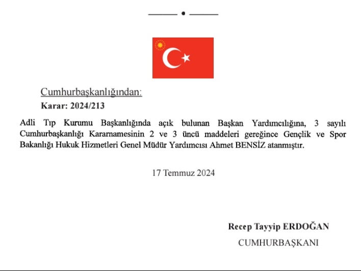 Ahmet Bensiz, Adli Tıp Kurumu Başkan Yardımcılığı görevine atandı Ahmet Bensiz, Adli Tıp Kurumu Başkan Yardımcılığı görevine atandı - 1. Resim