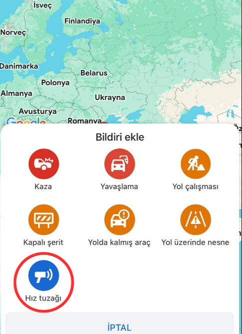 Google Haritalar radar bilgisi artı işaretinden aktif ediliyor Google Haritalar radar bilgisi artı işaretinden aktif ediliyor - 2. Resim