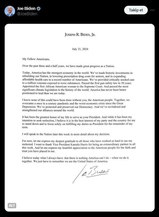 ABD Başkanı Joe Biden adaylıktan çekilmesinin nedenini bu hafta açıklayacak ABD Başkanı Joe Biden adaylıktan çekilmesinin nedenini bu hafta açıklayacak - 1. Resim