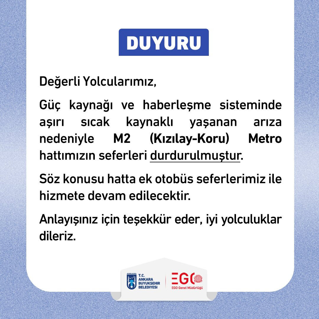 Ankara'da metro arızası! Seferler durduruldu - 1. Resim