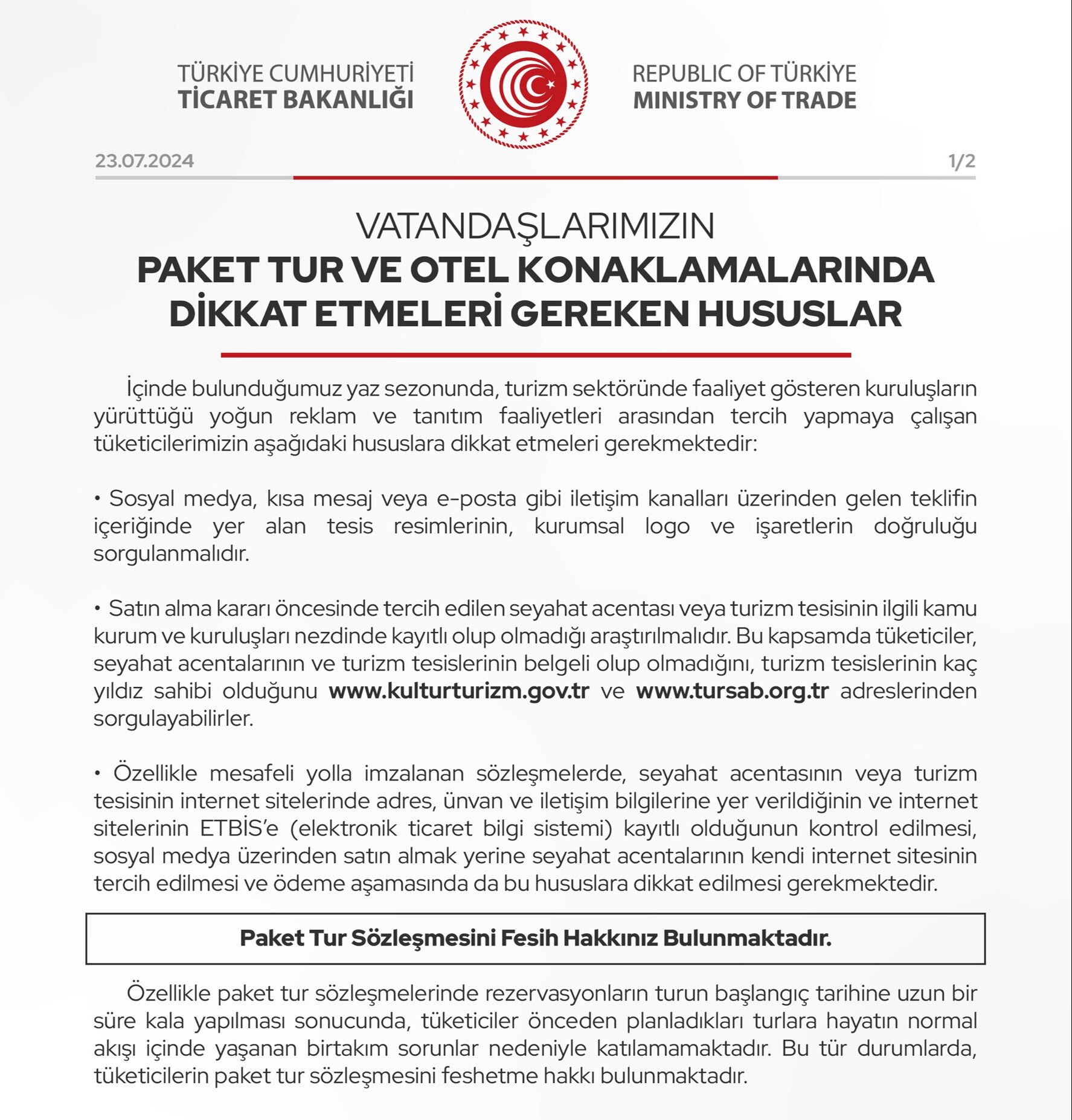 Tatil planı yapanlara paket tur ve otel konaklama anlaşmalarına karşı turizm dolandırıcılığı uyarısı Tatil planı yapanlara paket tur ve otel konaklama anlaşmalarına karşı turizm dolandırıcılığı uyarısı - 1. Resim