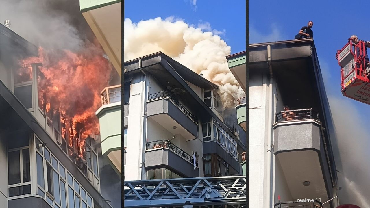 Ankara'nın Çankaya ilçesinde yangın dehşeti! Anne ve iki çocuğu alevler arasında kaldı - 1. Resim